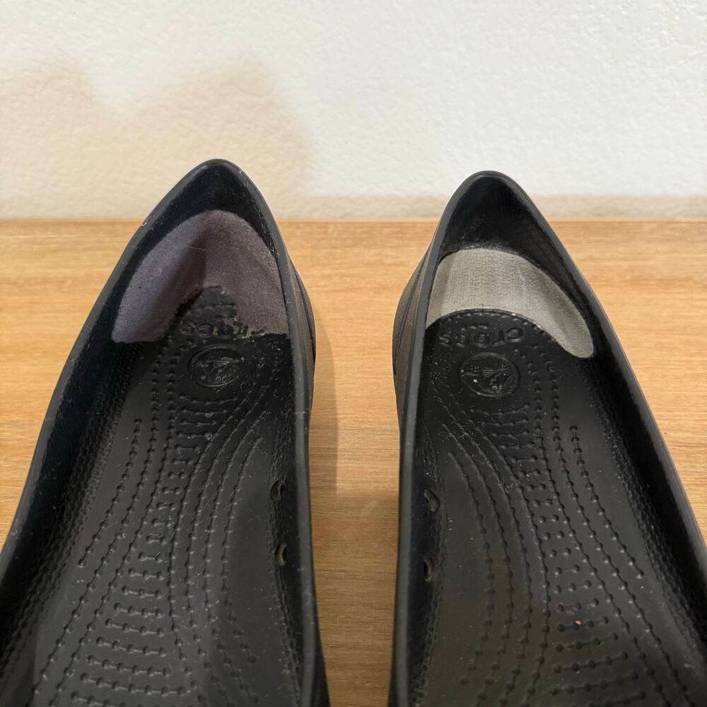 Crocs Gianna Alice Black Flexible Patent Cap Toe Rubber Ballet Flats Size 7 - Picture 9 of 11